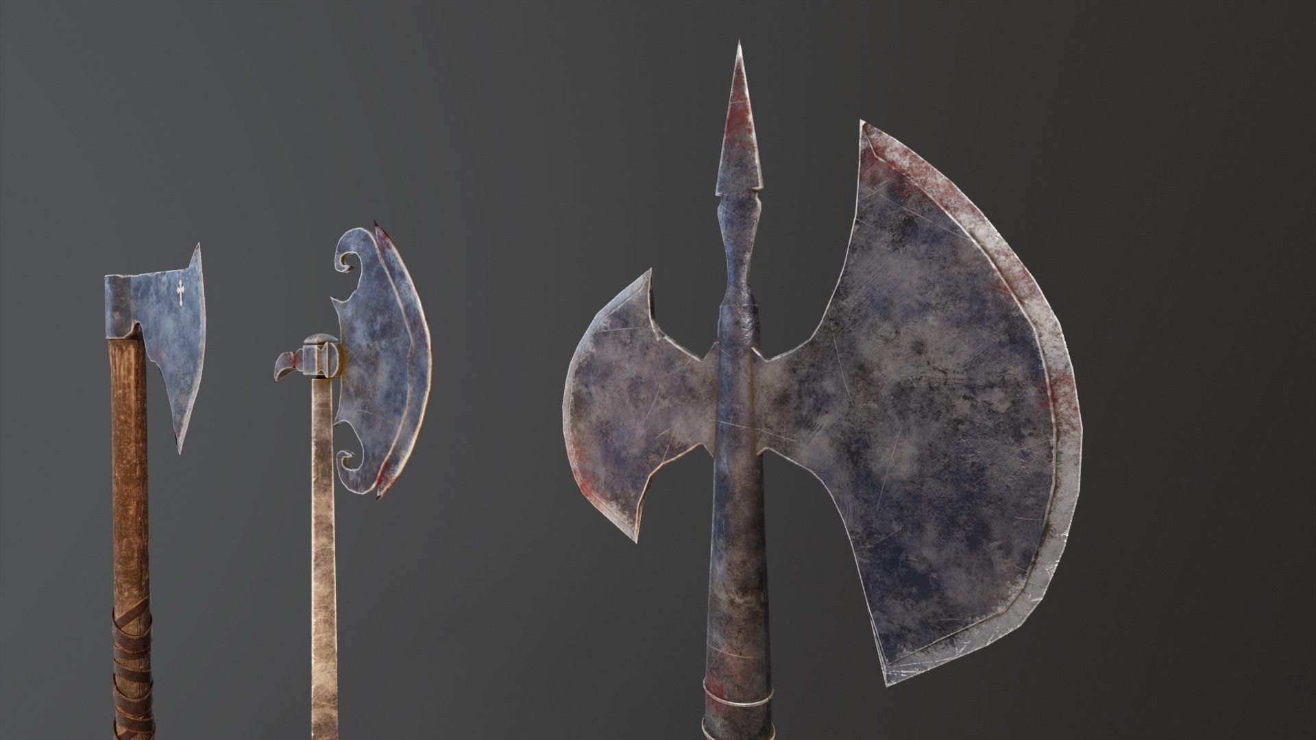 Medieval Axes Low-poly 3D model_8