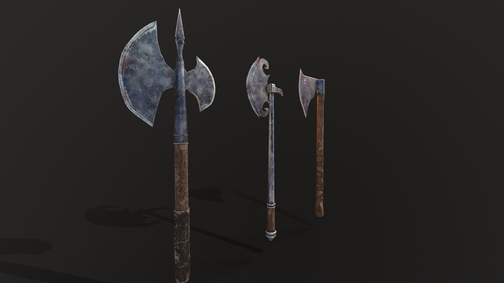 Medieval Axes Low-poly 3D model_12