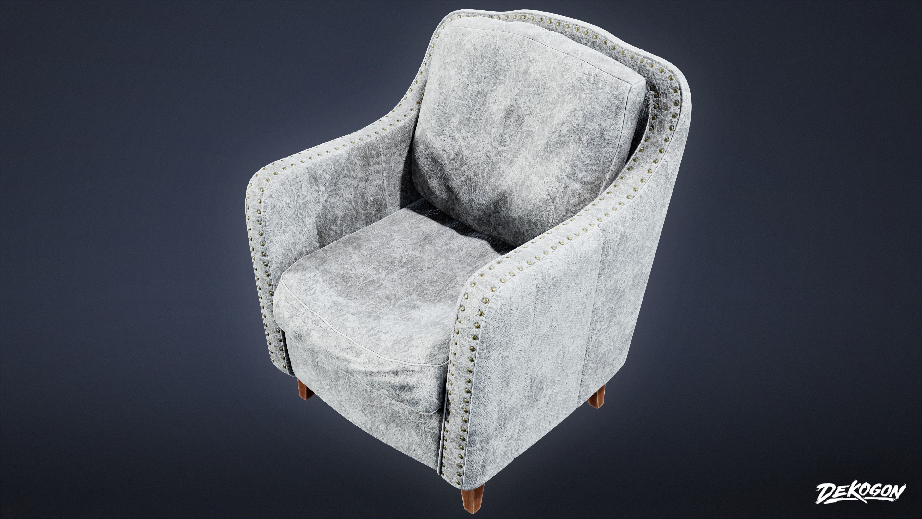 SUBURBS - Chair Cushioned 03 - LOW POLY AND NANITE Low-poly 3D model_7