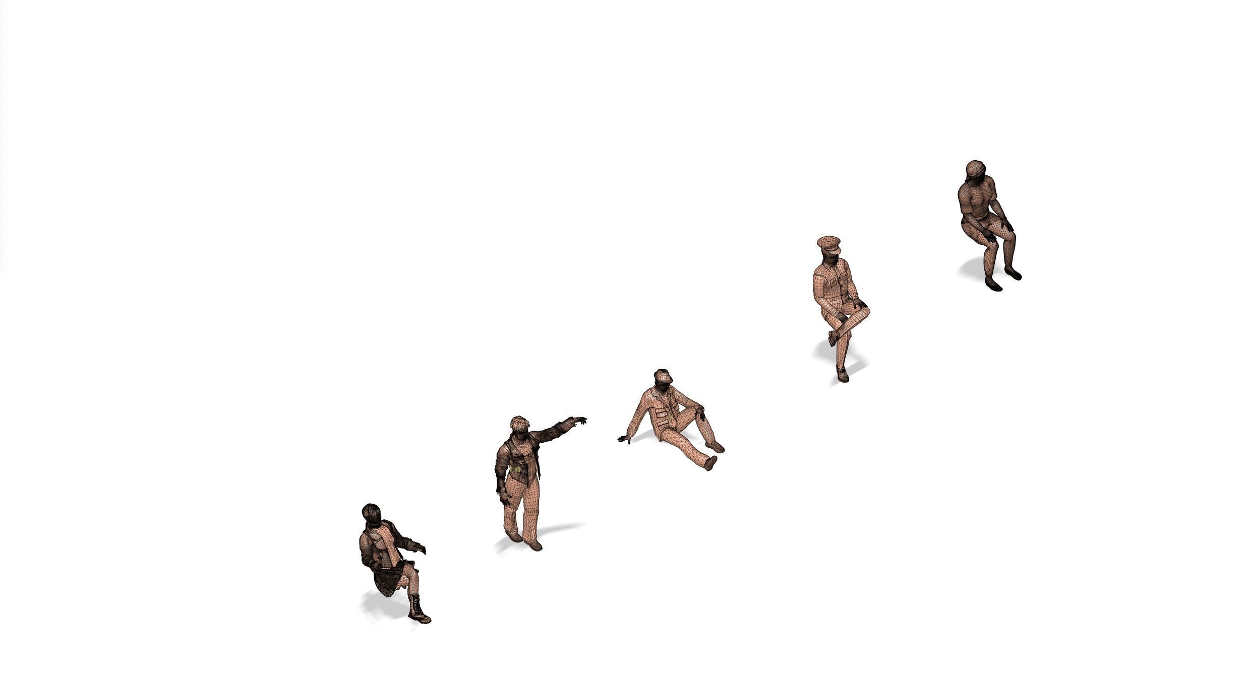 5 human figurines for HO scale model railways or dioramas 3D print model_6