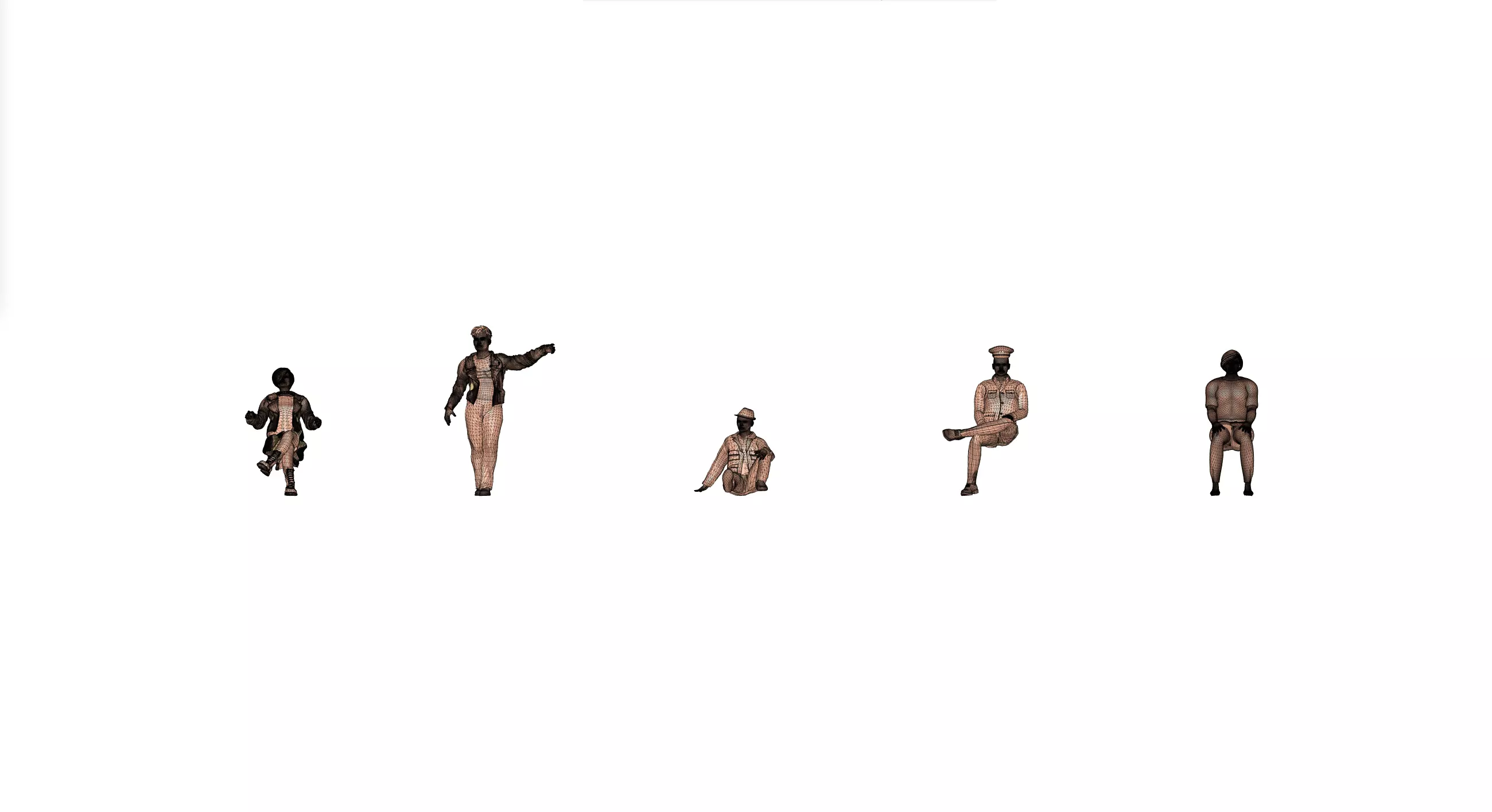 5 human figurines for HO scale model railways or dioramas 3D print model_0