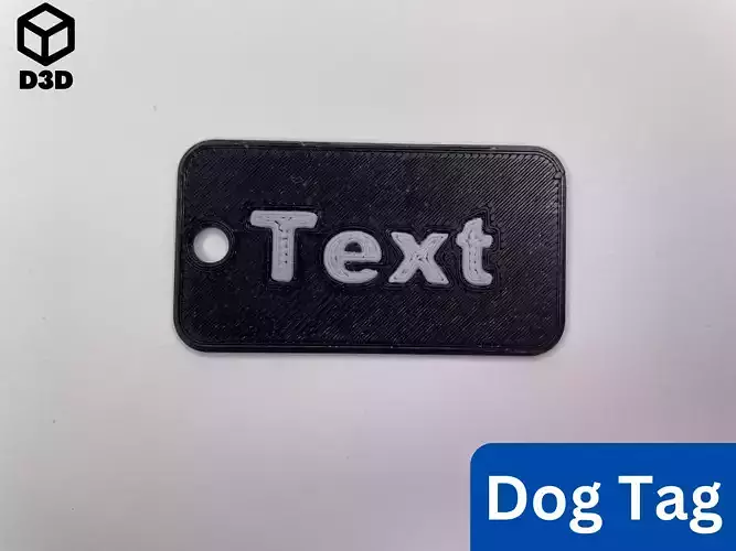 One-Sided Customizable Dog Tag Fusion 360 3D print model