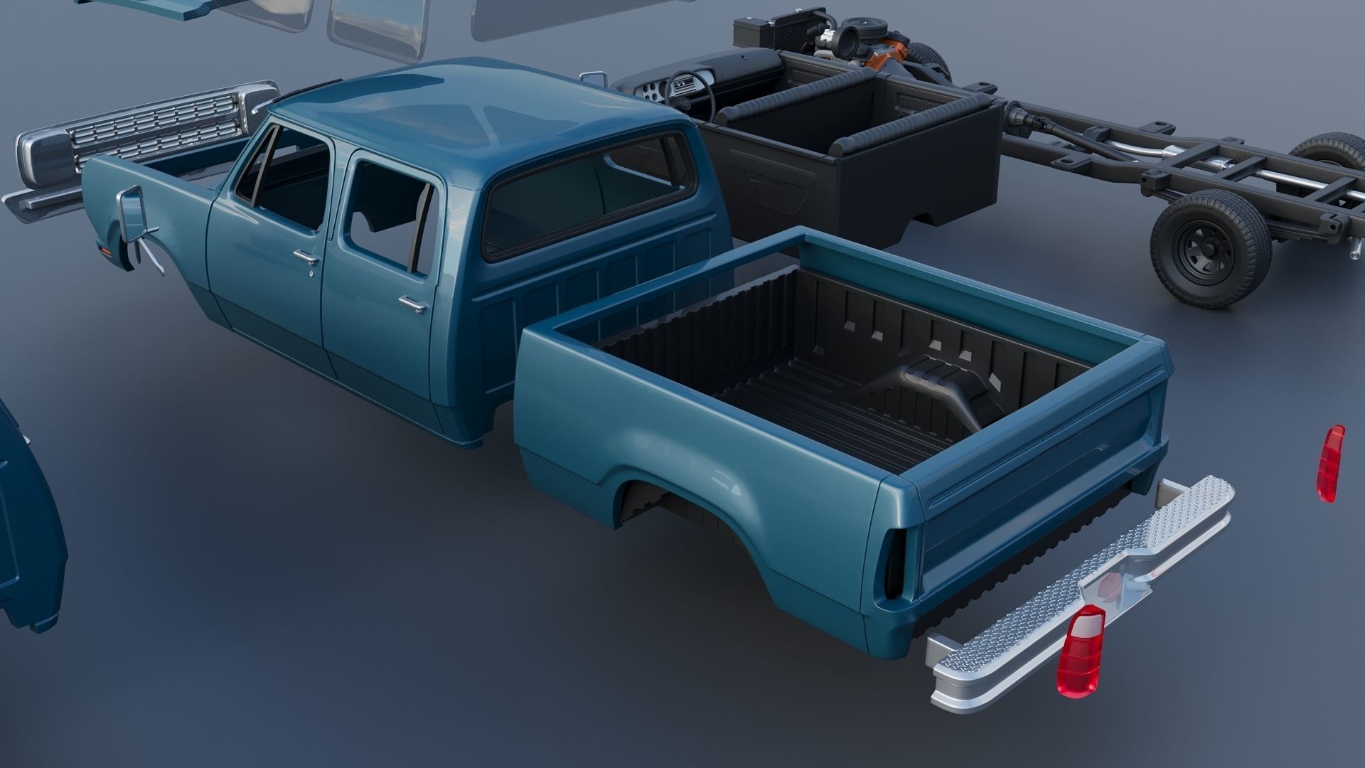 Dodge W200 Crew Cab 1979 3D print model_20