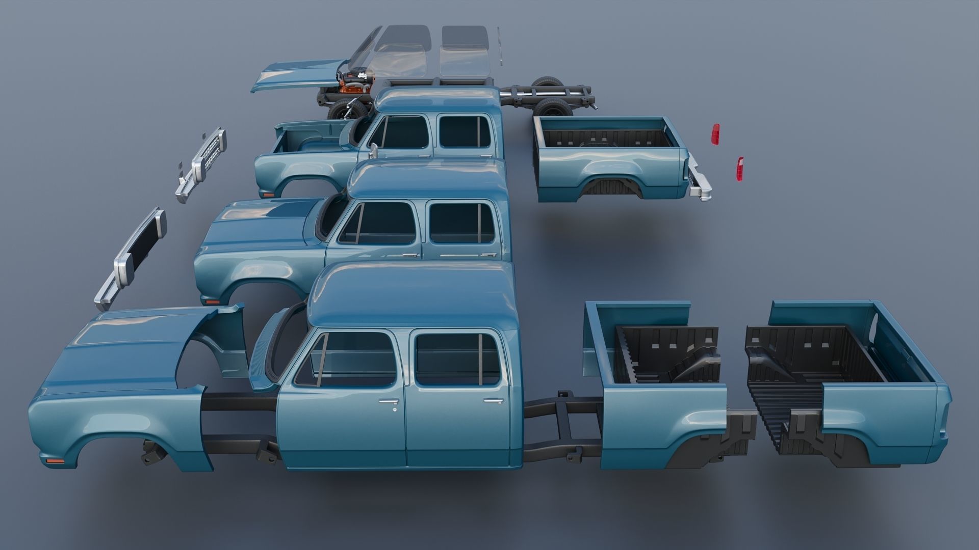 Dodge W200 Crew Cab 1979 3D print model_18