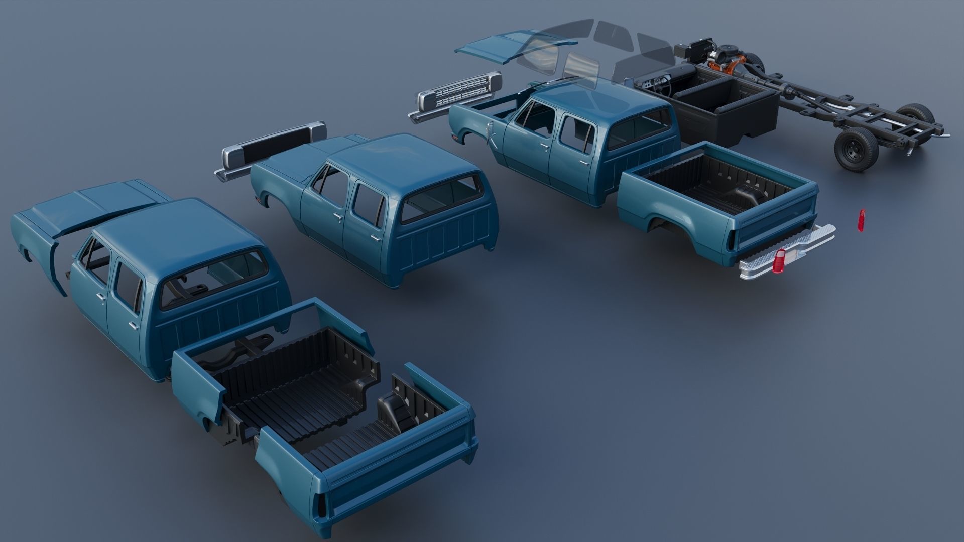 Dodge W200 Crew Cab 1979 3D print model_19