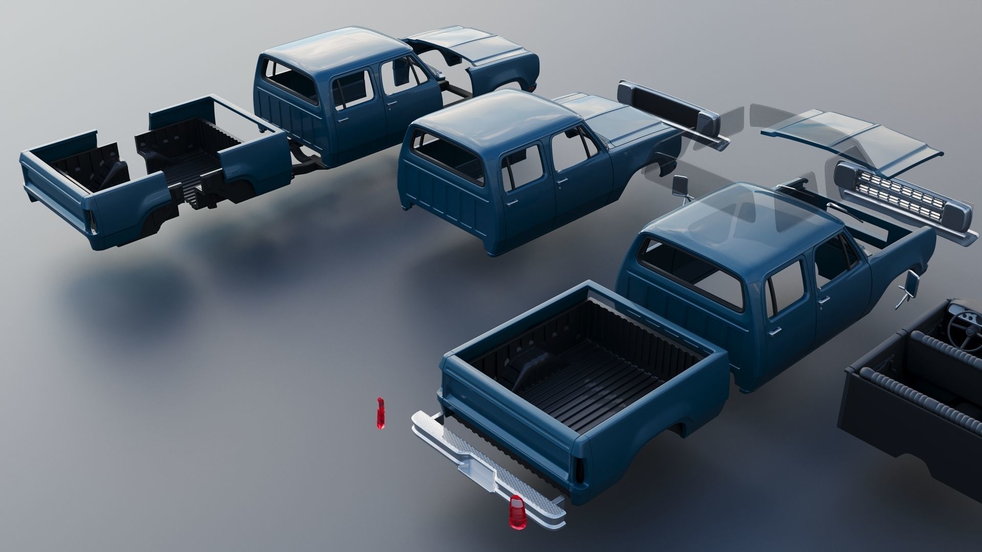 Dodge W200 Crew Cab 1979 3D print model_21