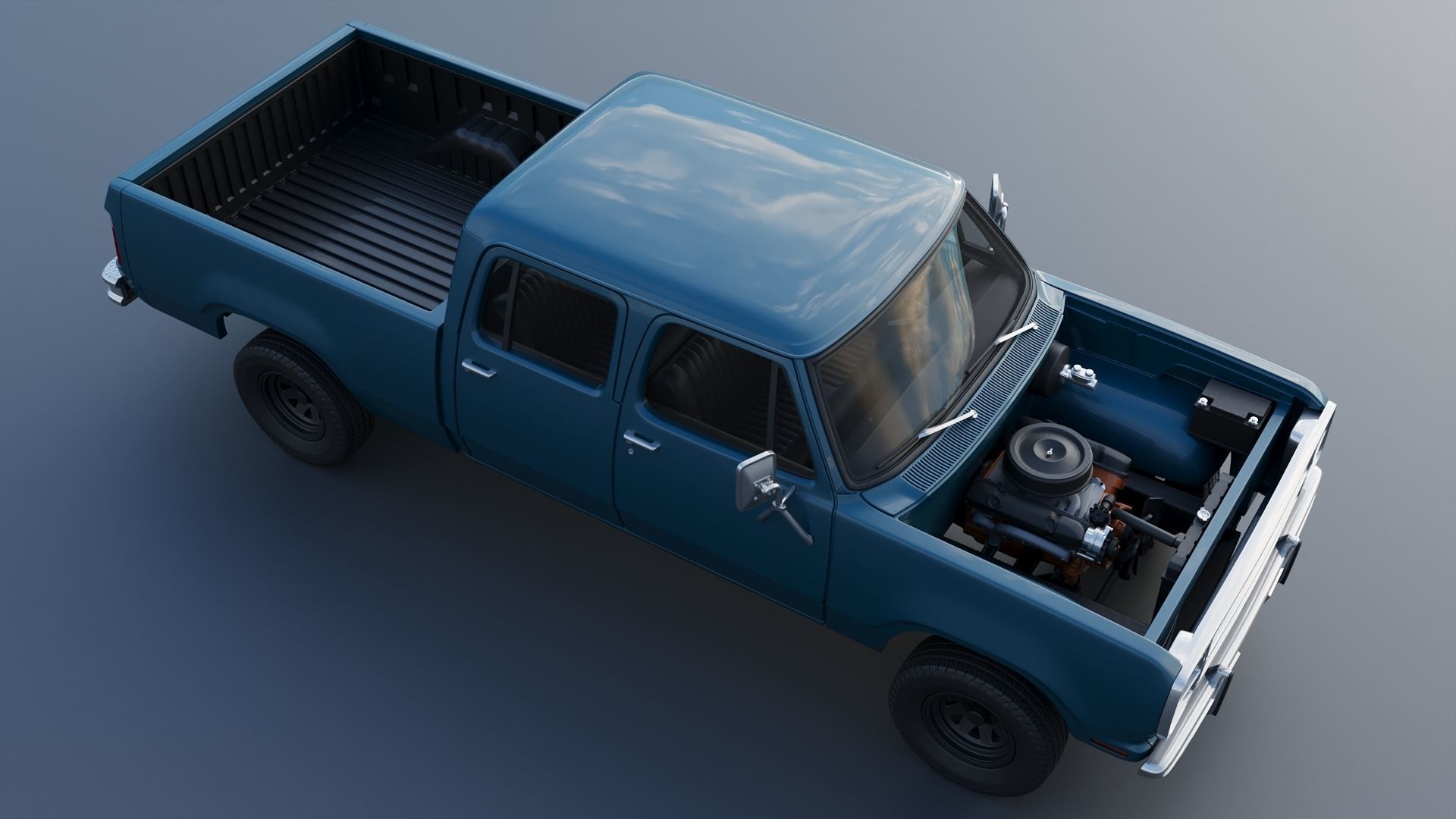 Dodge W200 Crew Cab 1979 3D print model_14