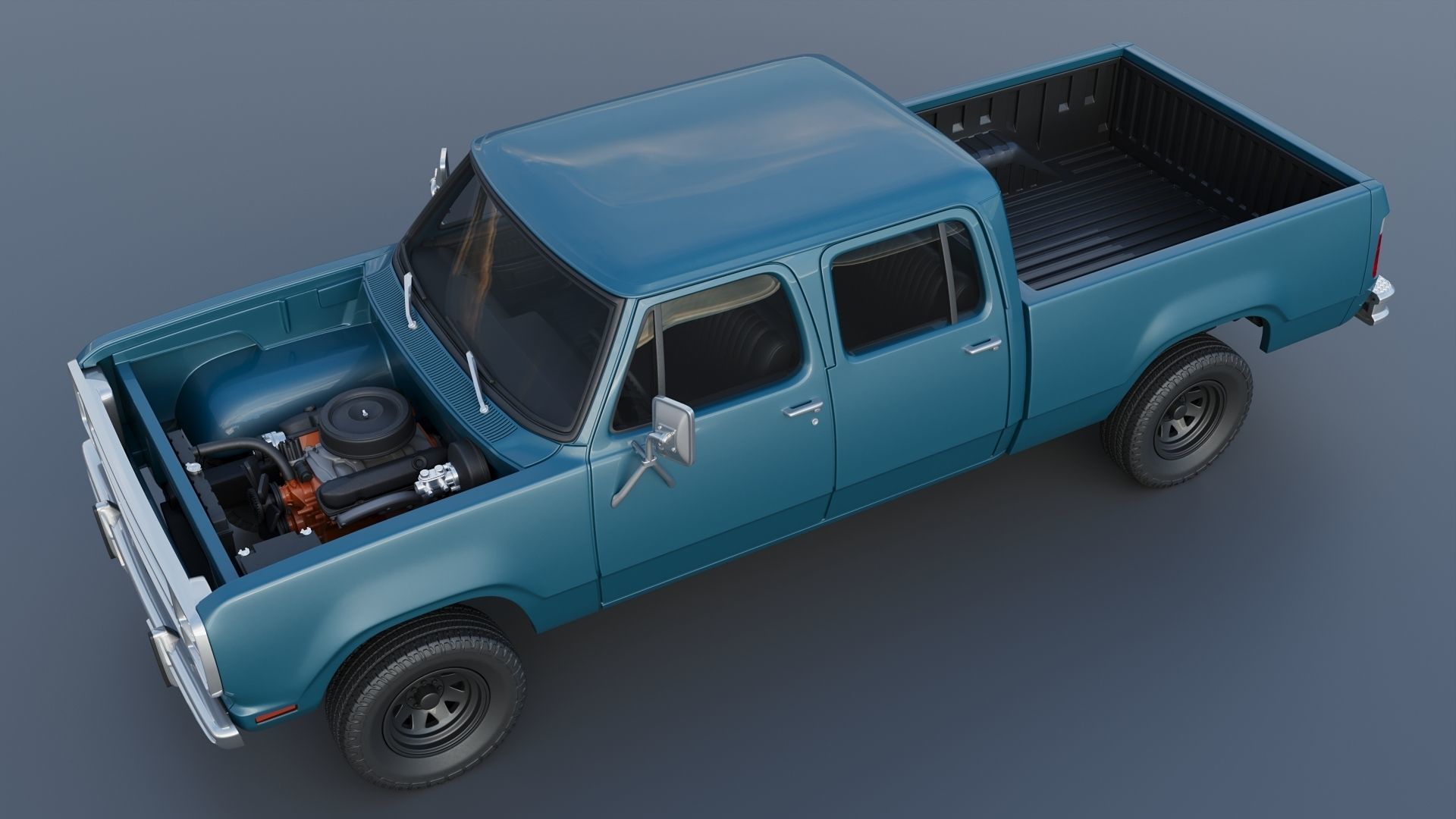 Dodge W200 Crew Cab 1979 3D print model_13