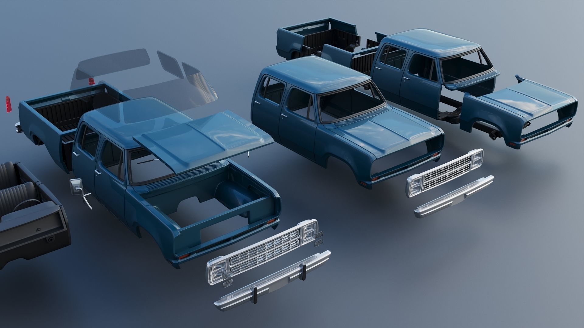 Dodge W200 Crew Cab 1979 3D print model_22