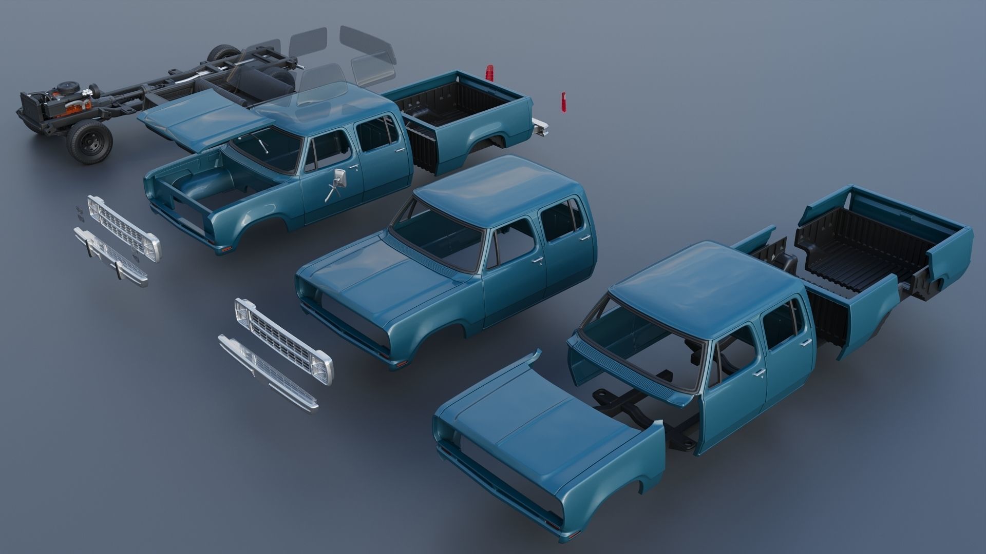 Dodge W200 Crew Cab 1979 3D print model_17