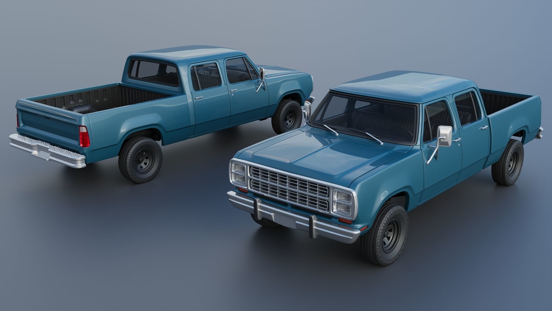 Dodge W200 Crew Cab 1979 3D print model_16