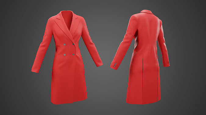 Long Leather Coat 3D model