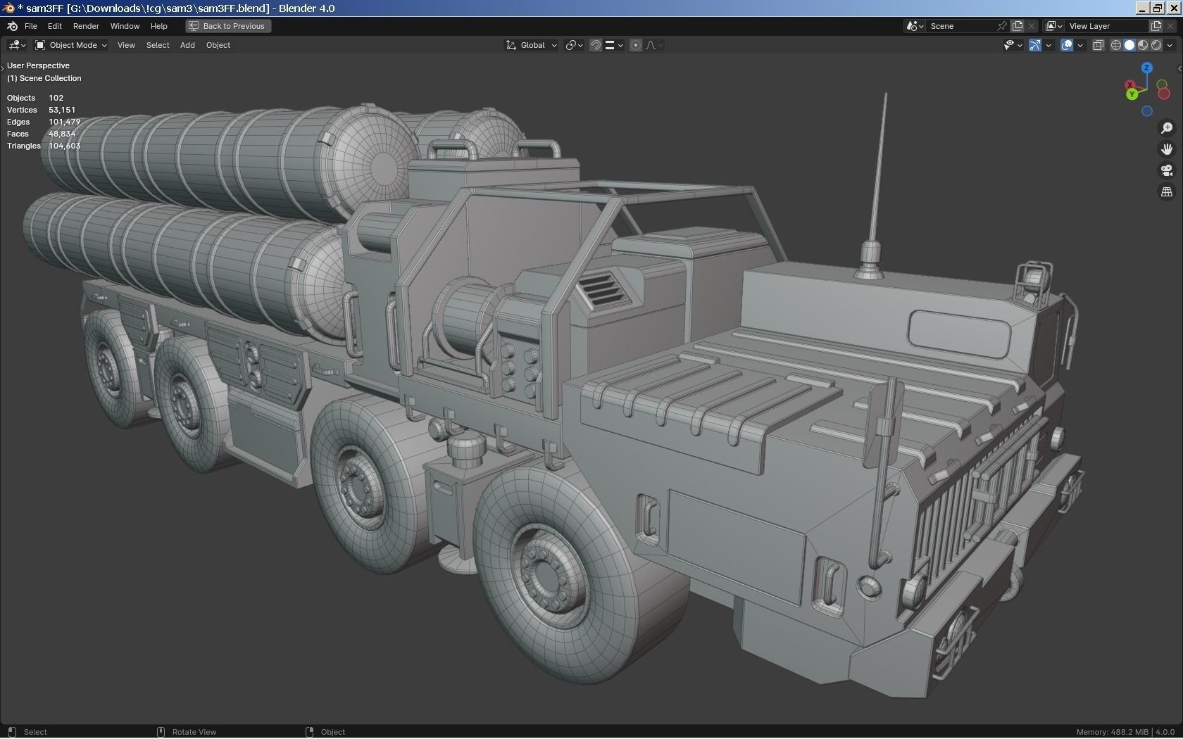 SAM Missile Launcher Bundle Low-poly 3D model_20