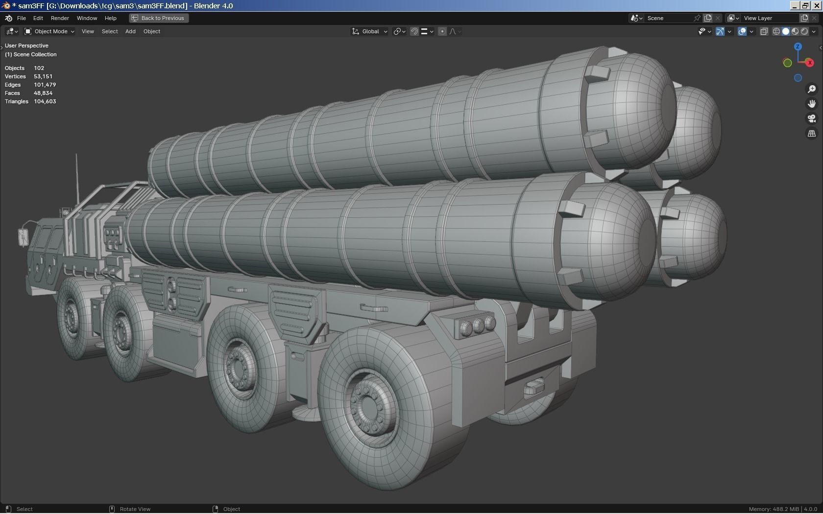 SAM Missile Launcher Bundle Low-poly 3D model_21