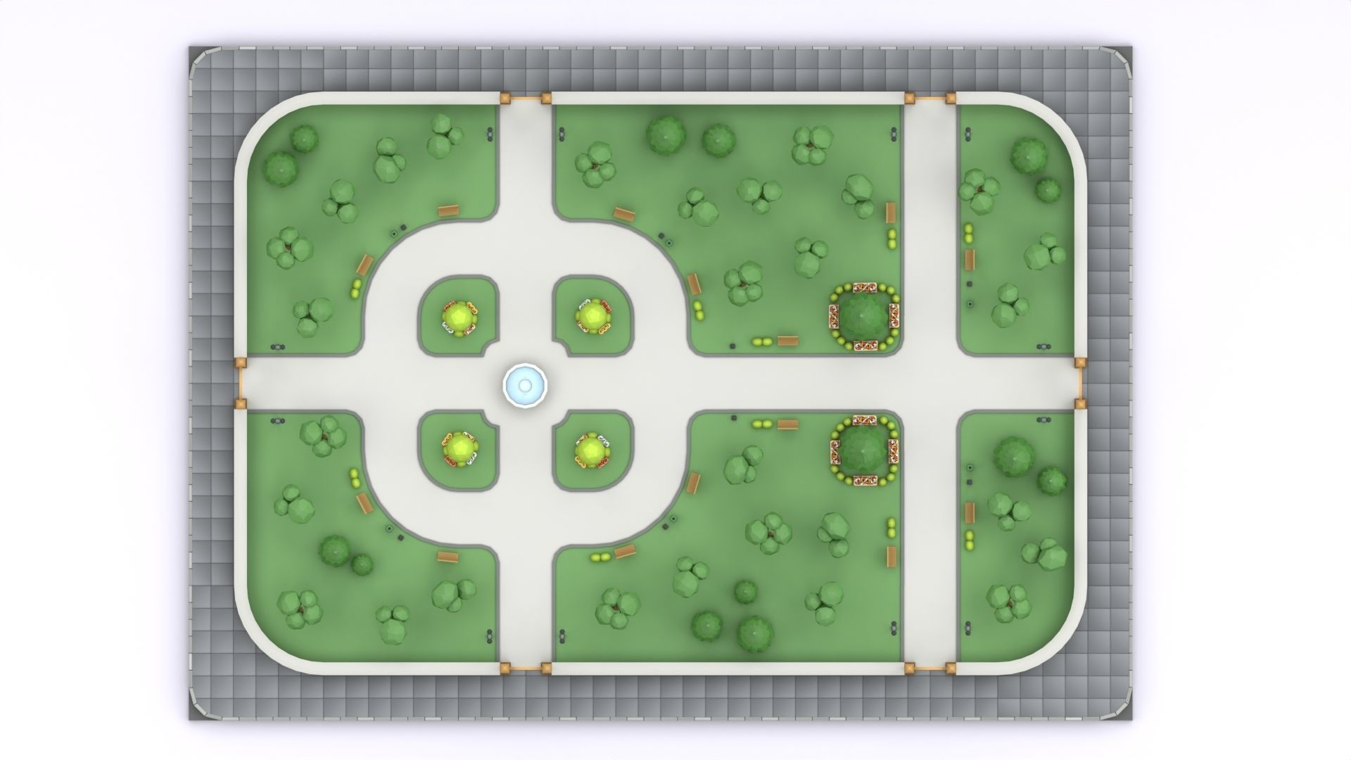 Cartoon Low Poly Modular Park Pack Low-poly 3D model_9