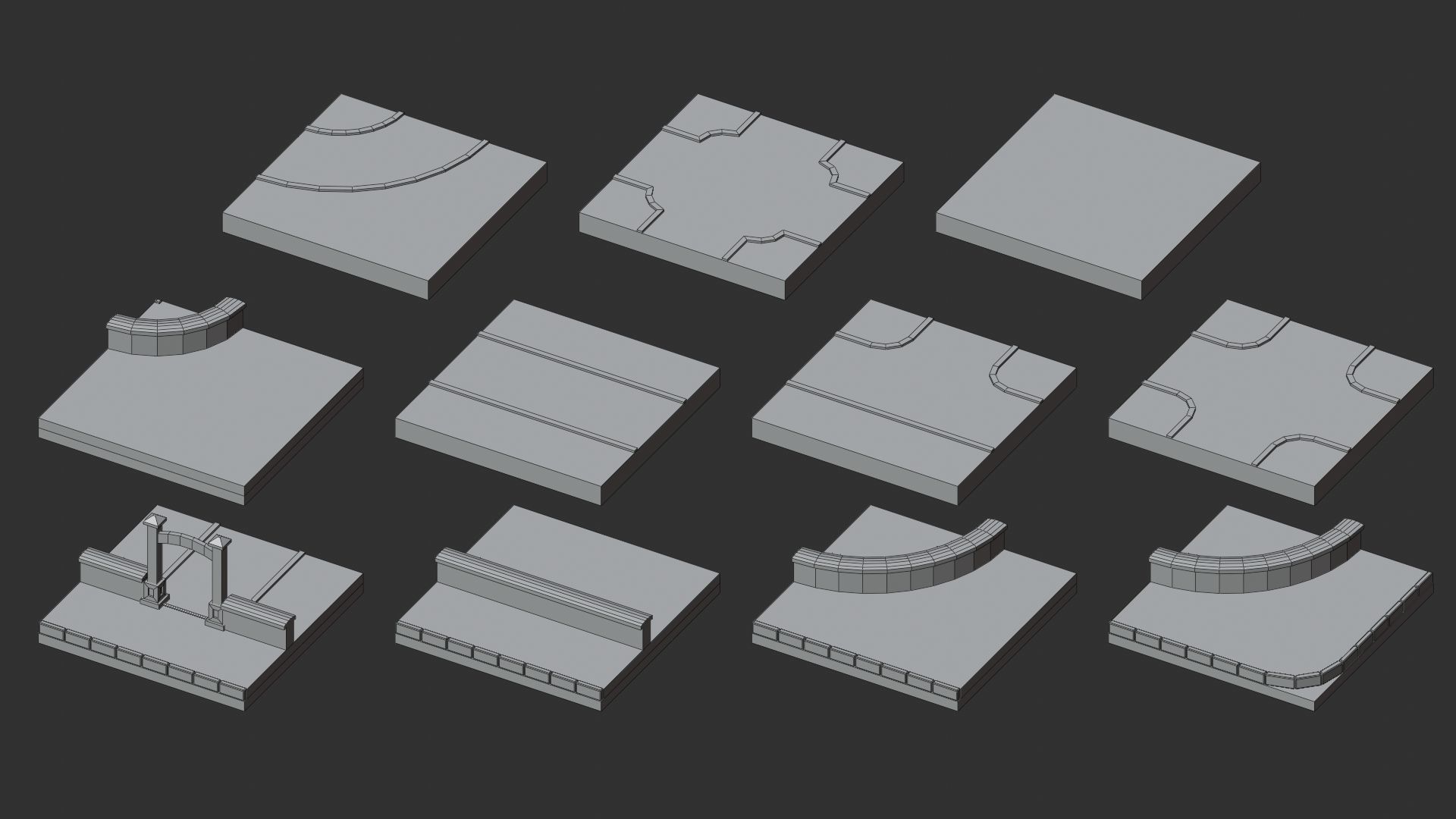 Cartoon Low Poly Modular Park Pack Low-poly 3D model_16