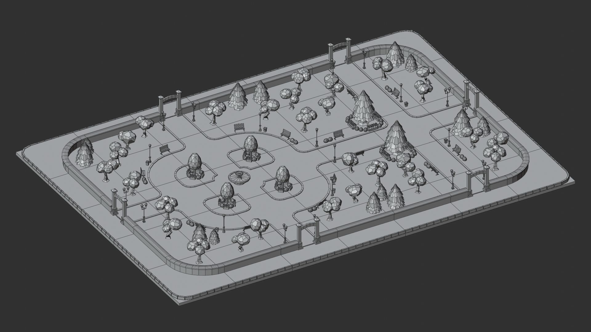 Cartoon Low Poly Modular Park Pack Low-poly 3D model_23