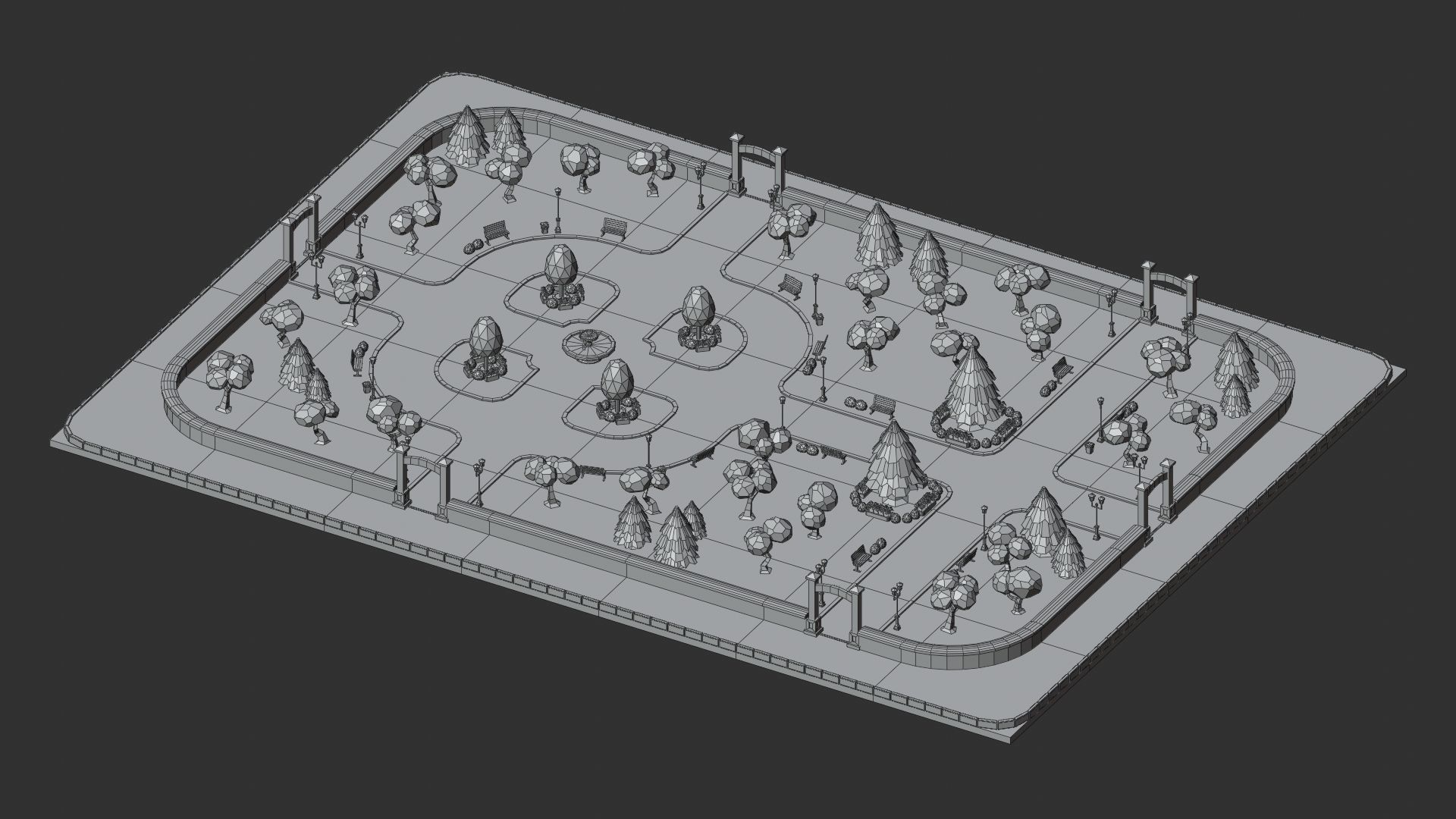 Cartoon Low Poly Modular Park Pack Low-poly 3D model_22