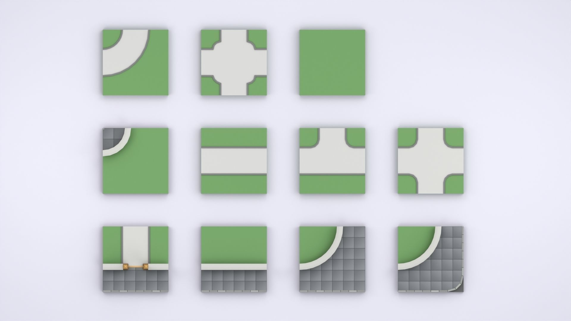 Cartoon Low Poly Modular Park Pack Low-poly 3D model_3