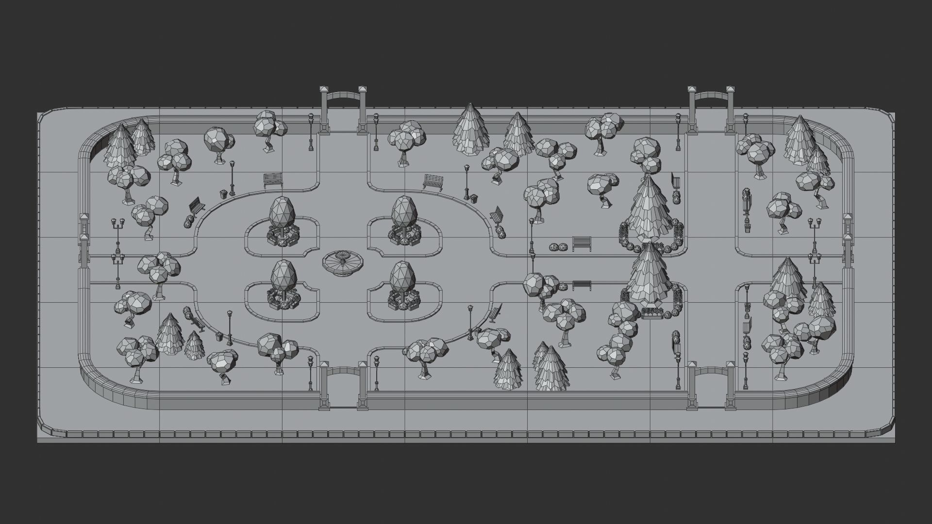 Cartoon Low Poly Modular Park Pack Low-poly 3D model_21