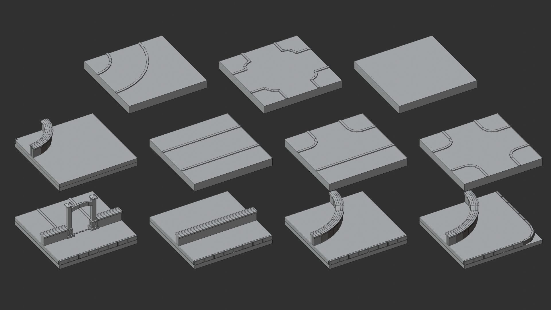 Cartoon Low Poly Modular Park Pack Low-poly 3D model_17