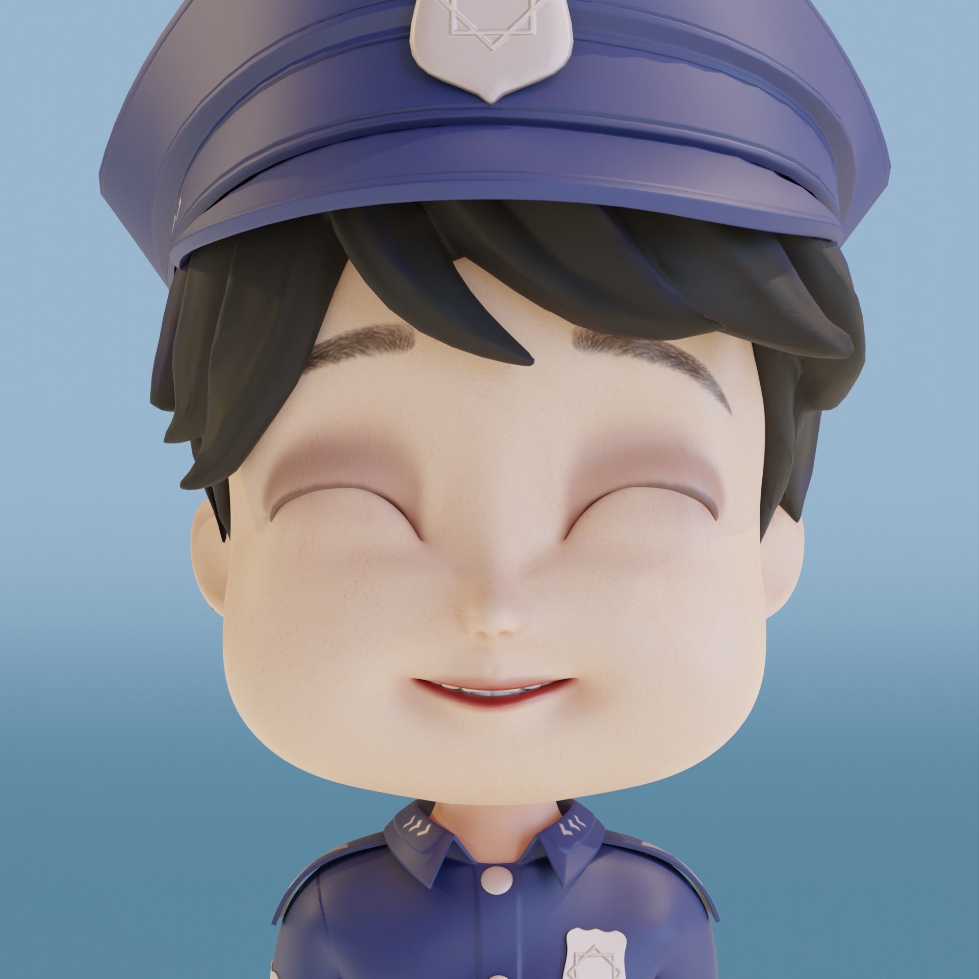 Police Boy Low-poly 3D model_10