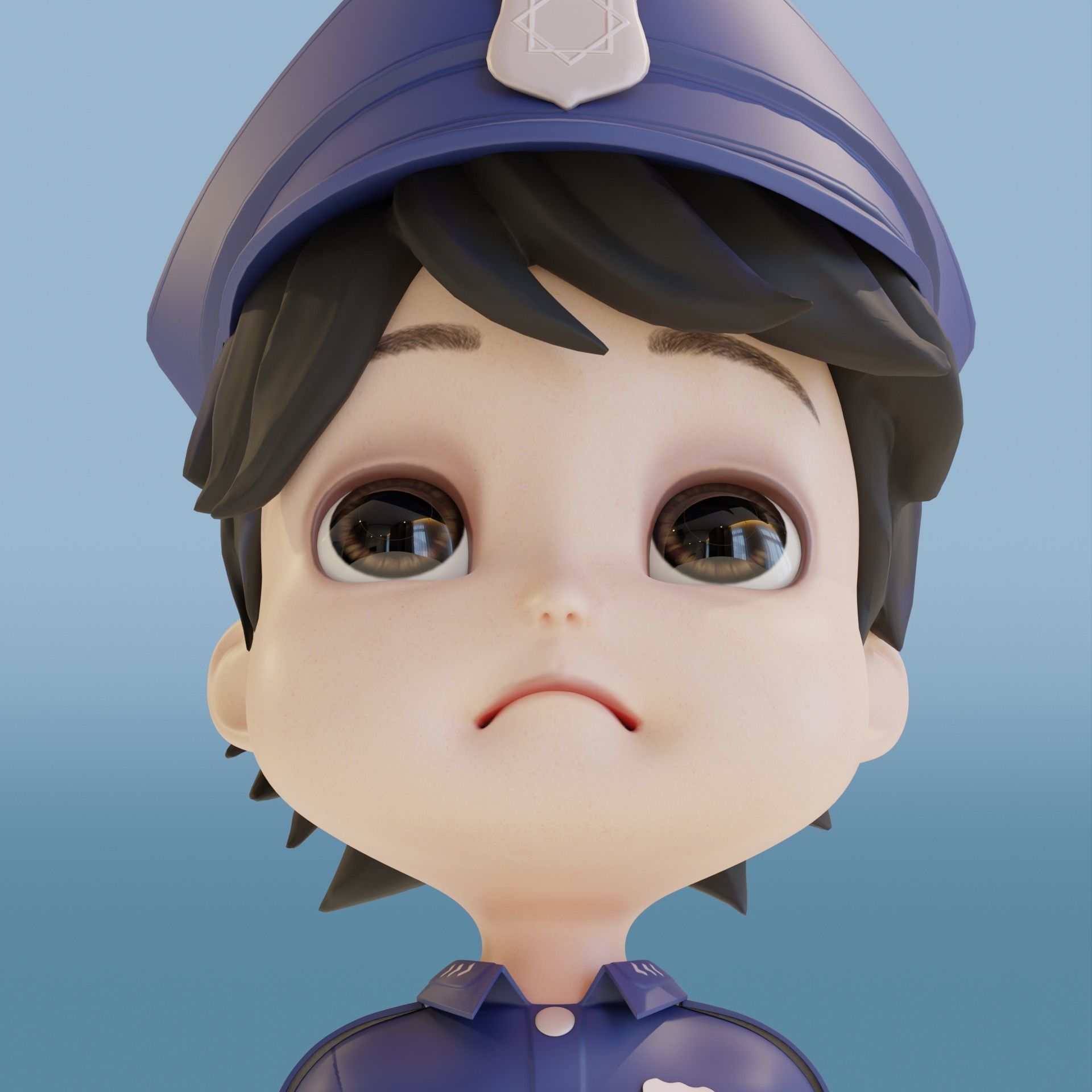 Police Boy Low-poly 3D model_2