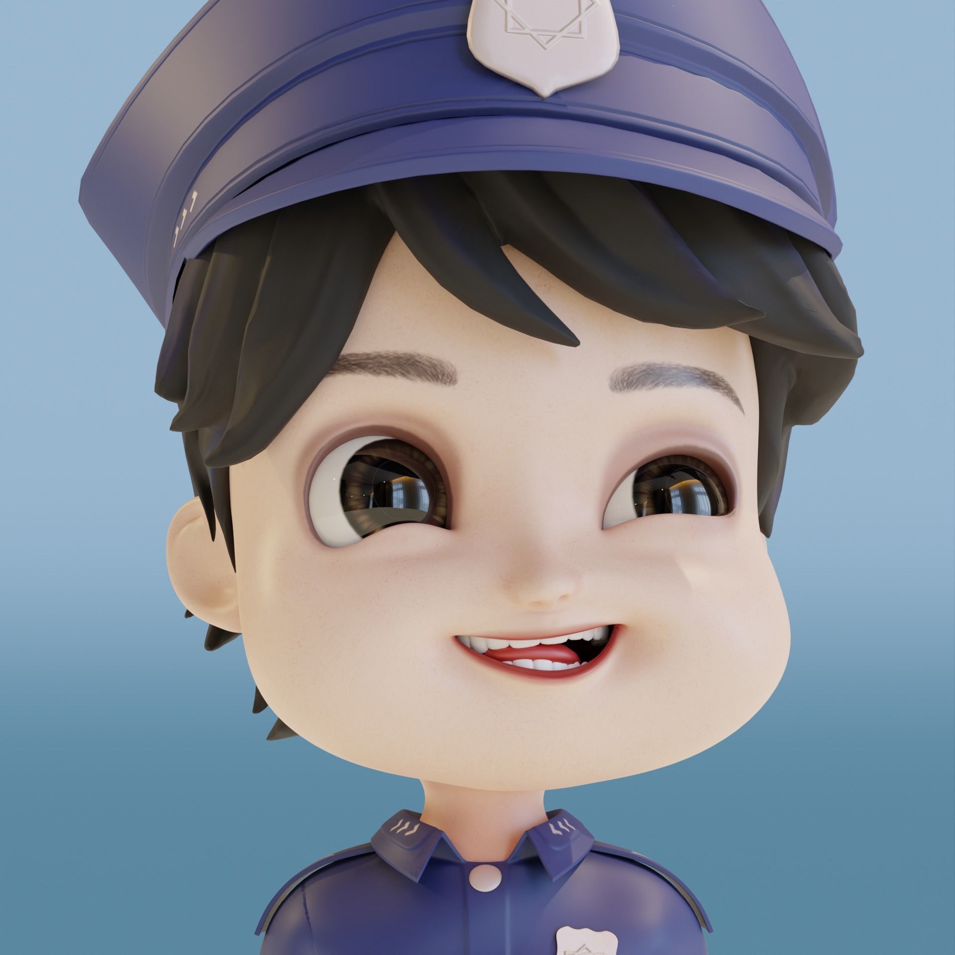 Police Boy Low-poly 3D model_4