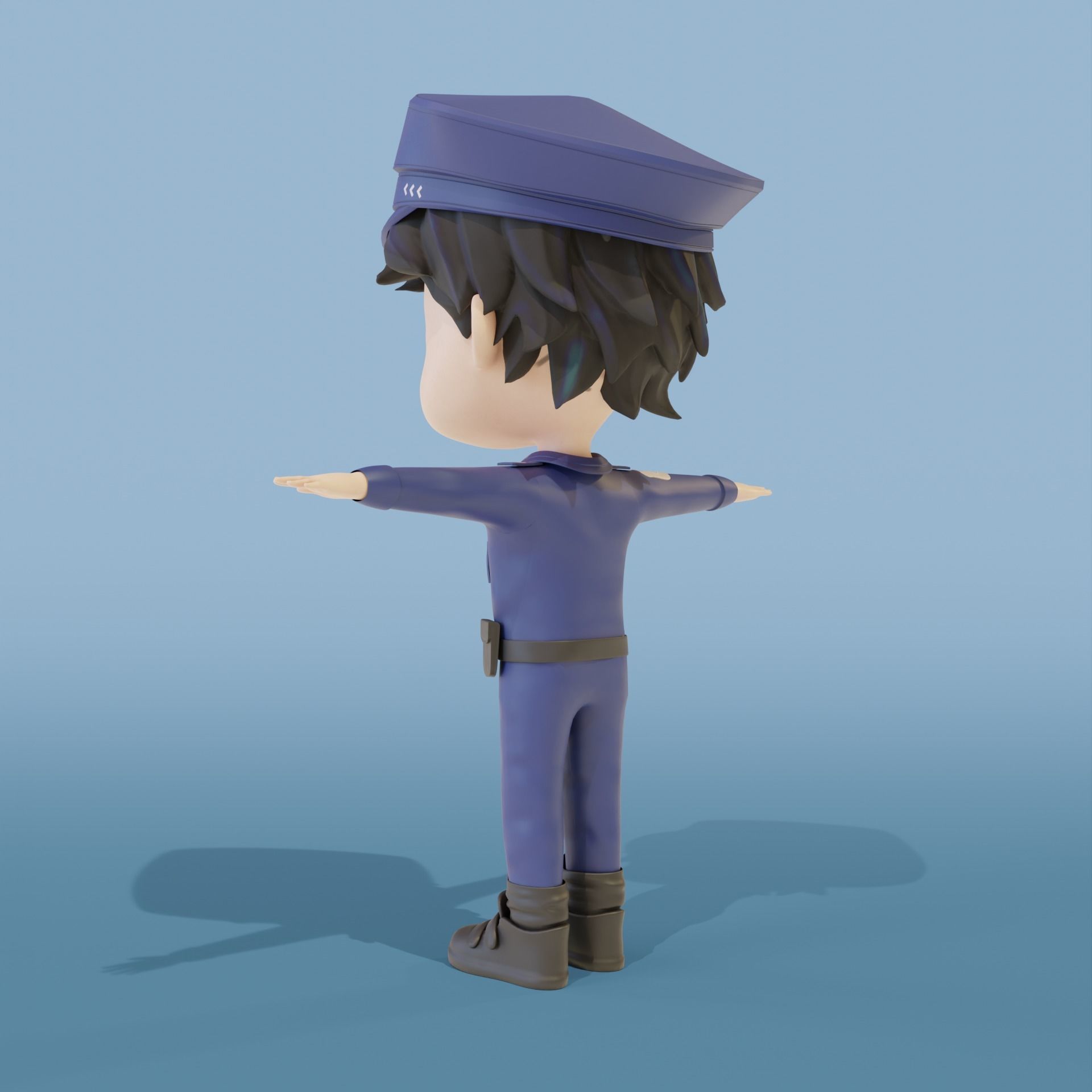 Police Boy Low-poly 3D model_17
