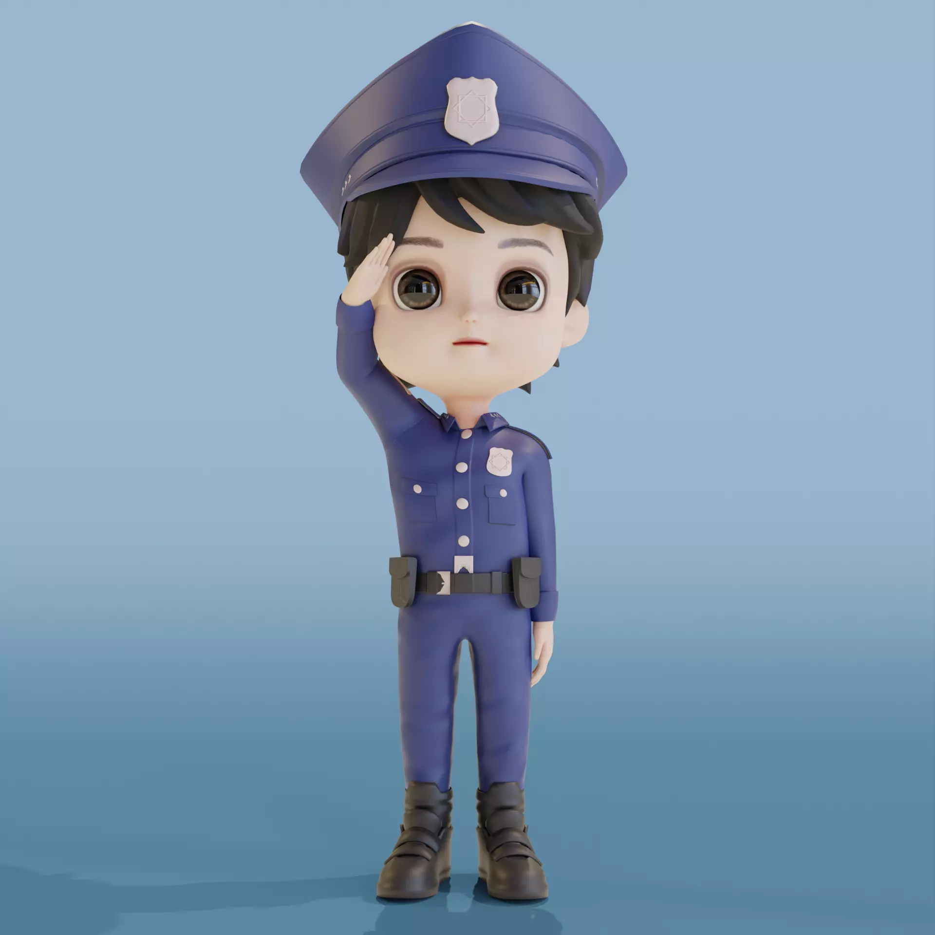 Police Boy Low-poly 3D model_0