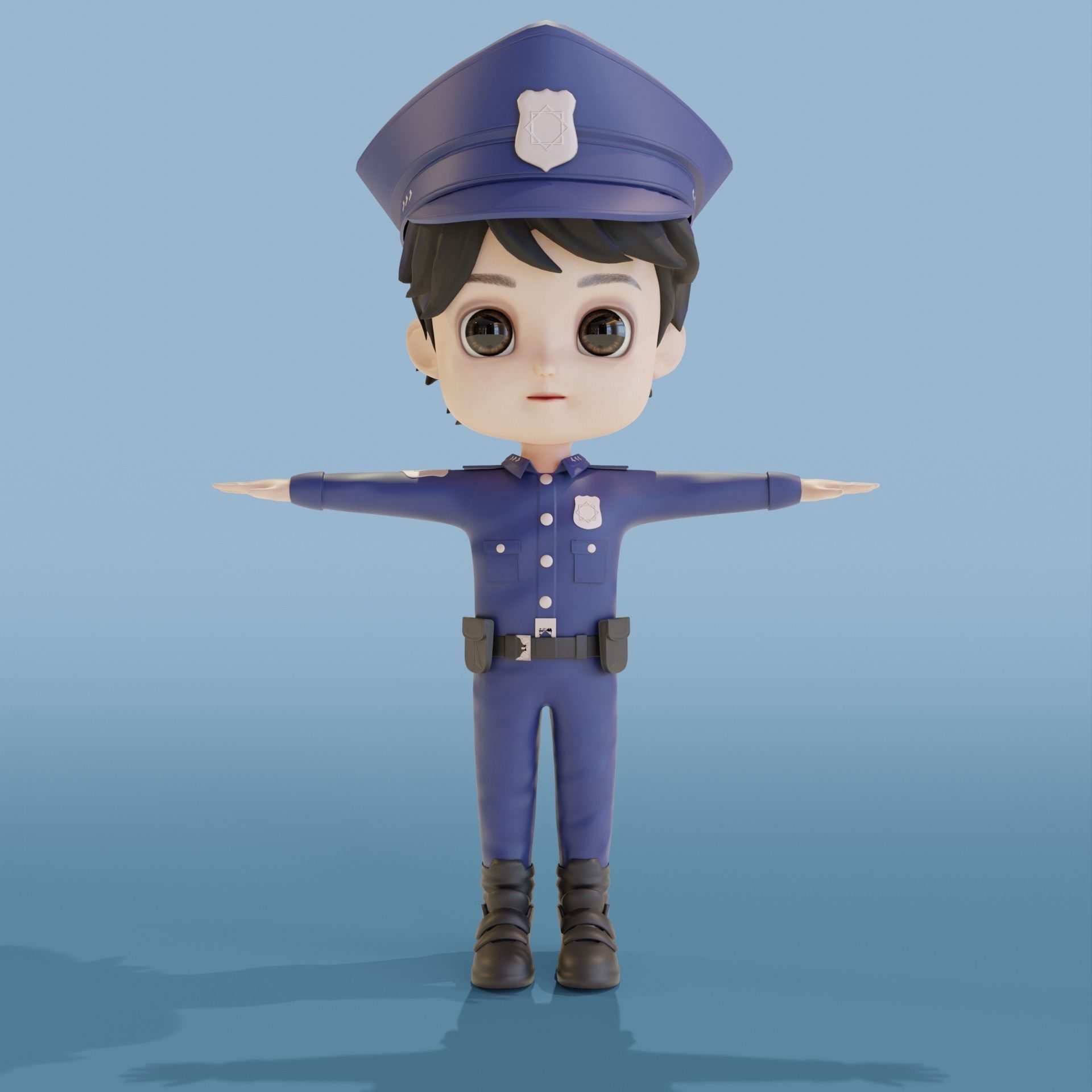 Police Boy Low-poly 3D model_14