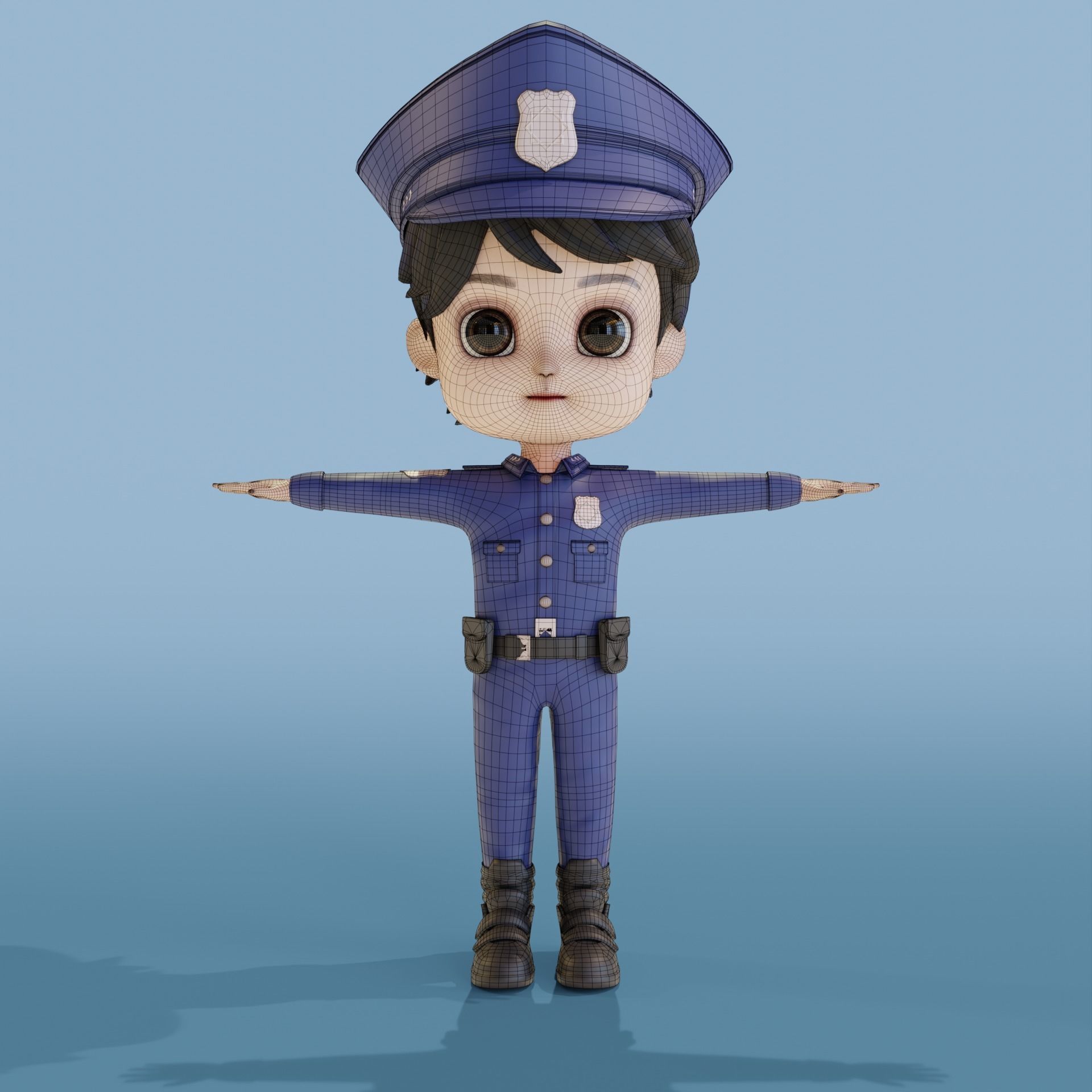 Police Boy Low-poly 3D model_15