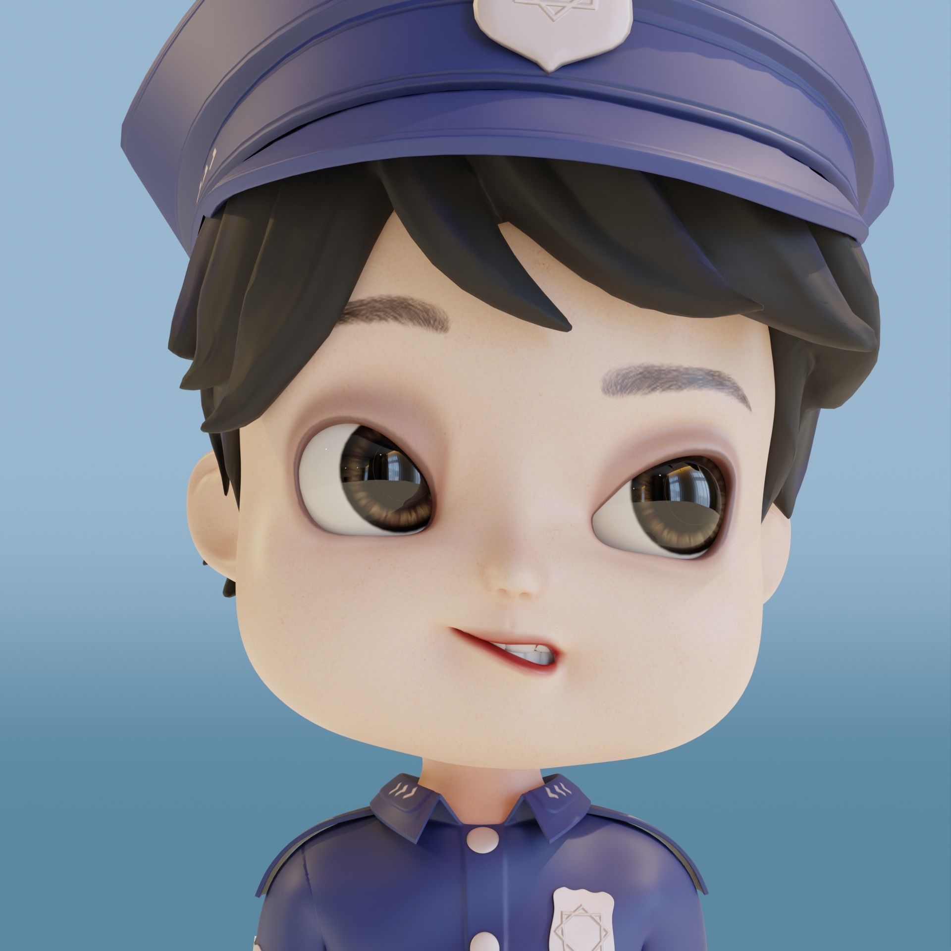 Police Boy Low-poly 3D model_11