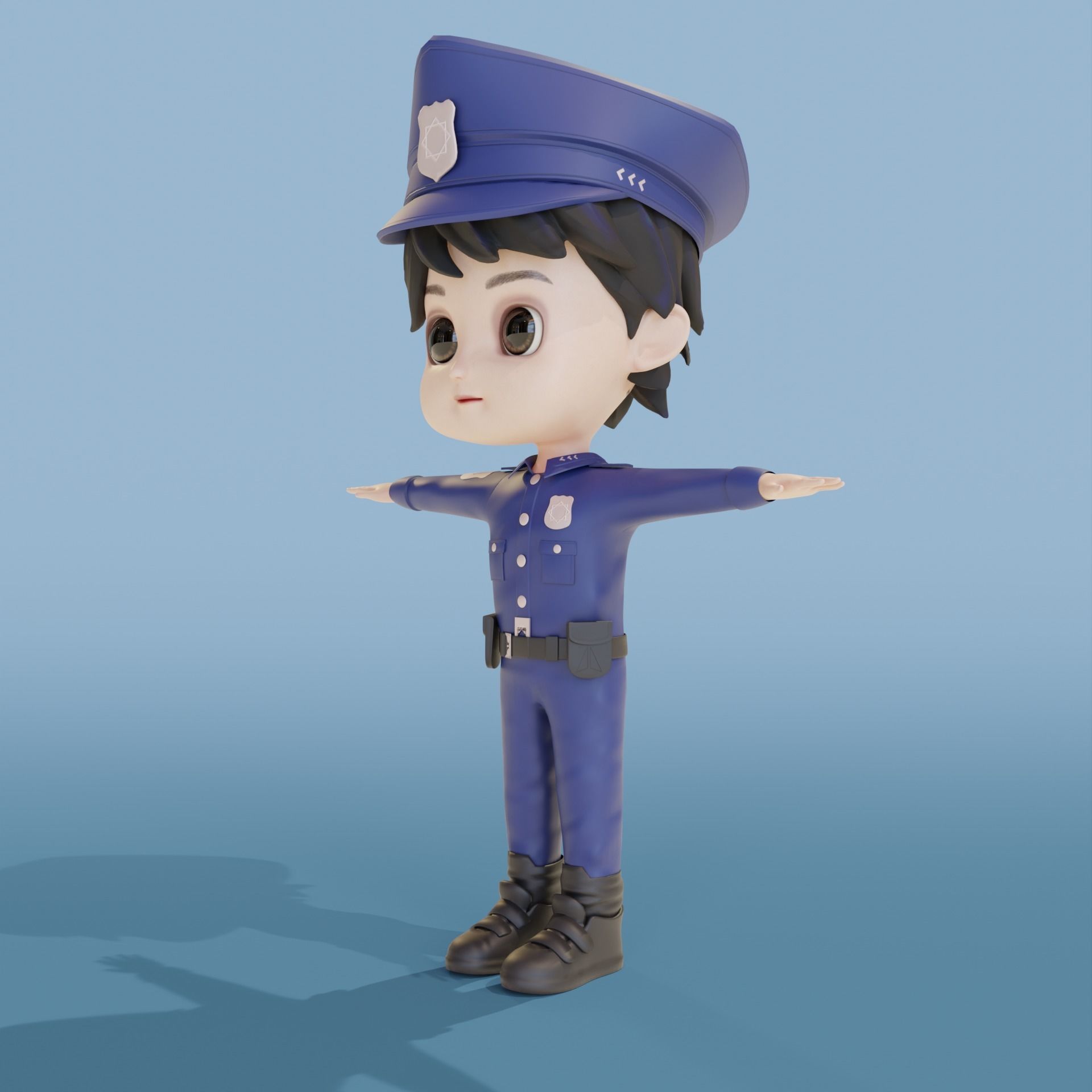Police Boy Low-poly 3D model_13