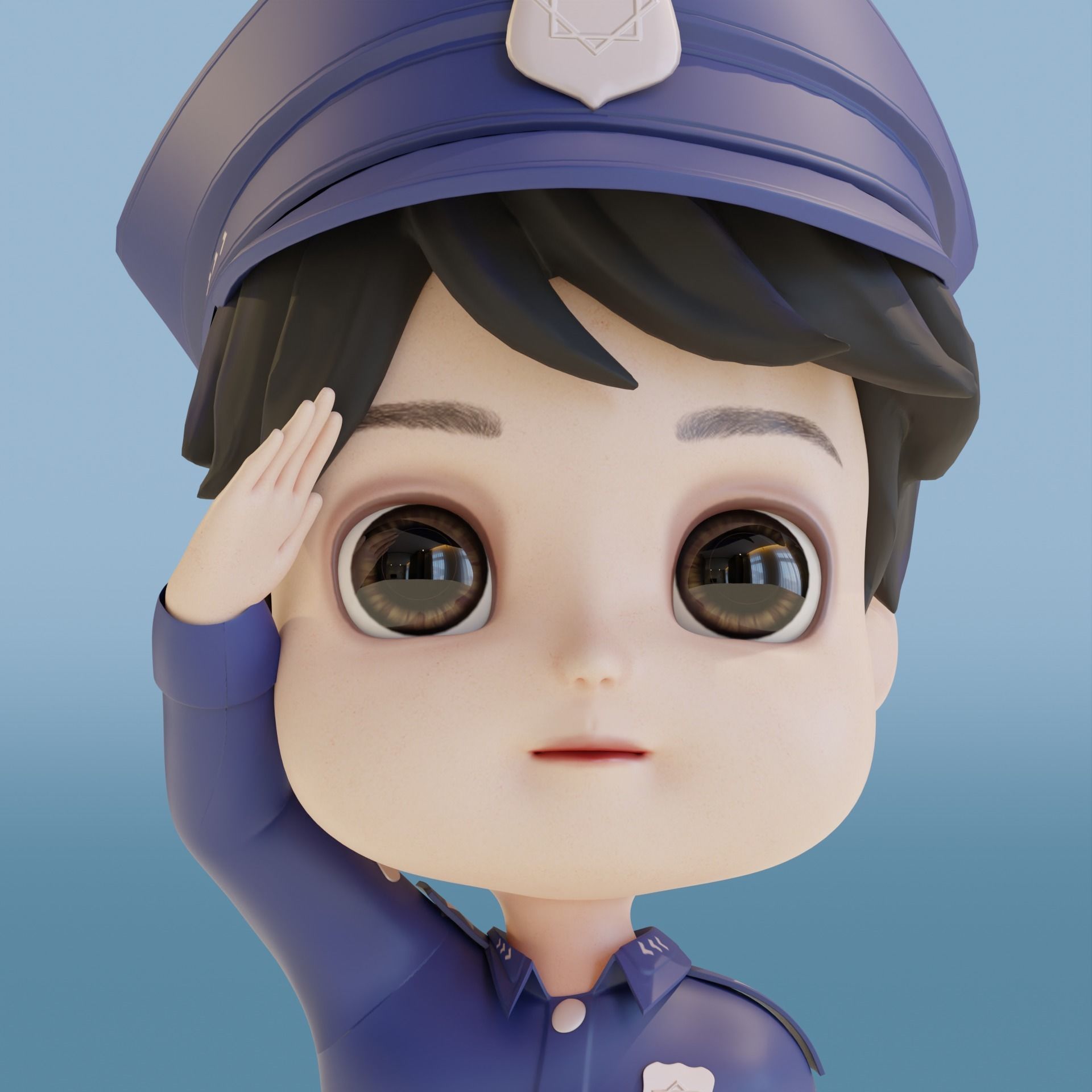 Police Boy Low-poly 3D model_7