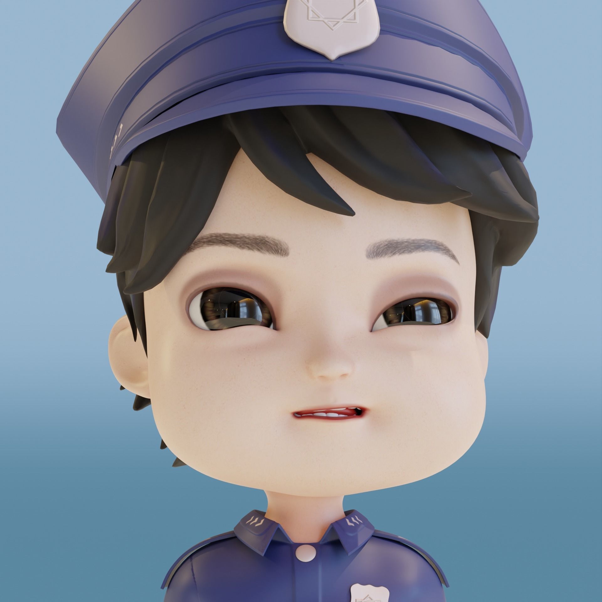 Police Boy Low-poly 3D model_3