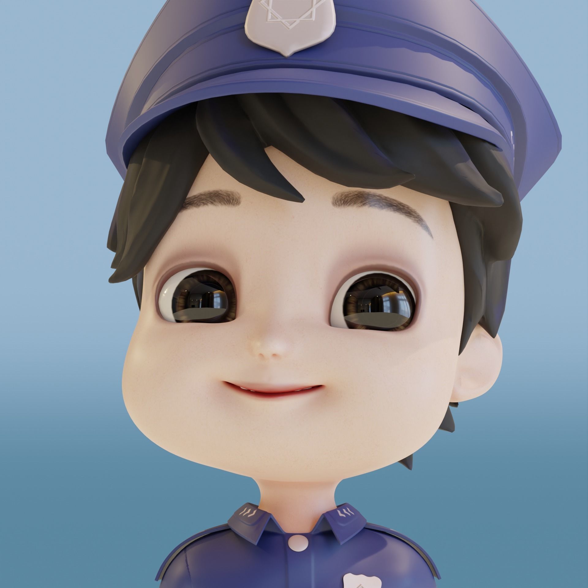 Police Boy Low-poly 3D model_8