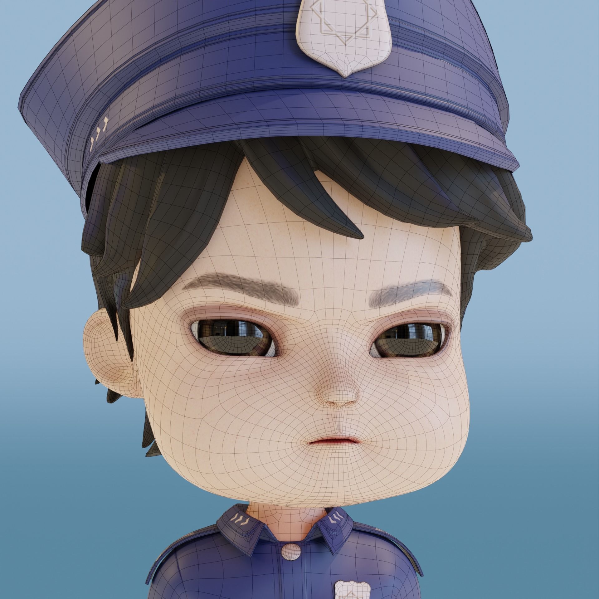 Police Boy Low-poly 3D model_5
