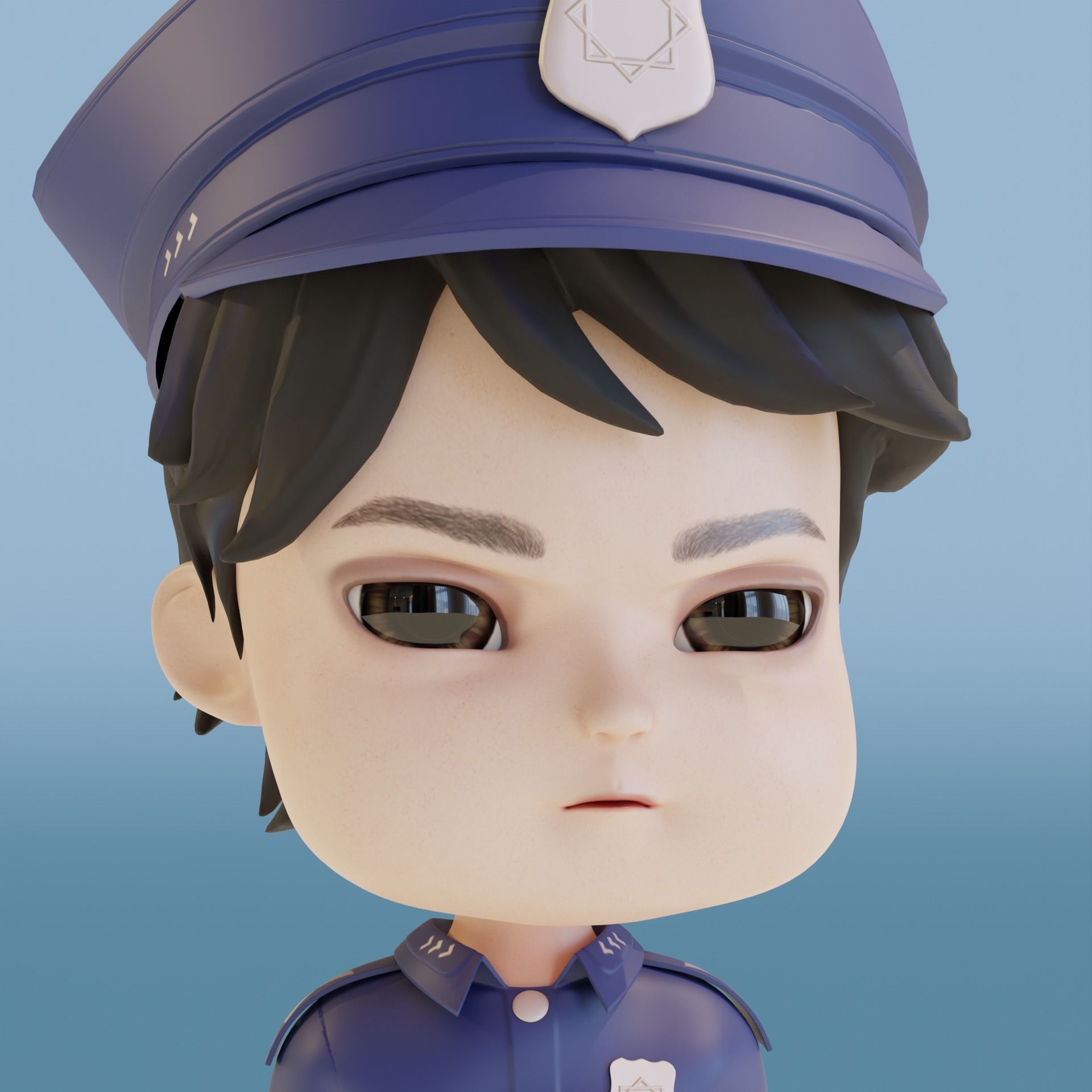 Police Boy Low-poly 3D model_9