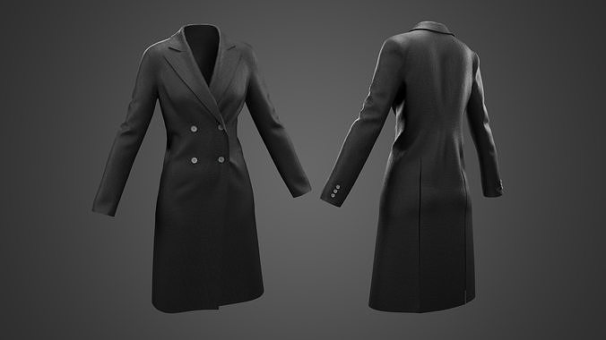 Long Leather Coat 3D model