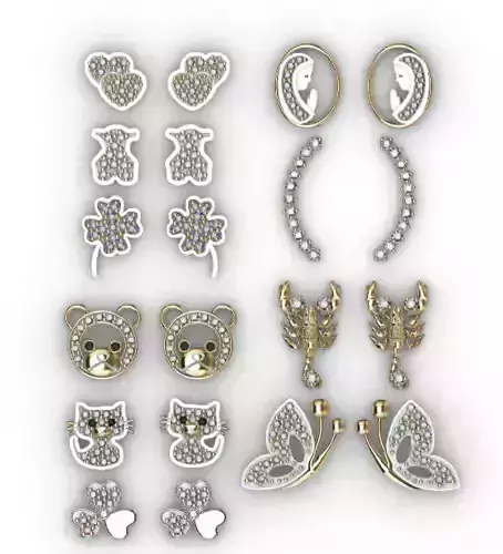Aretes -Topitos para dama paquete de 10 -v- 3D print model