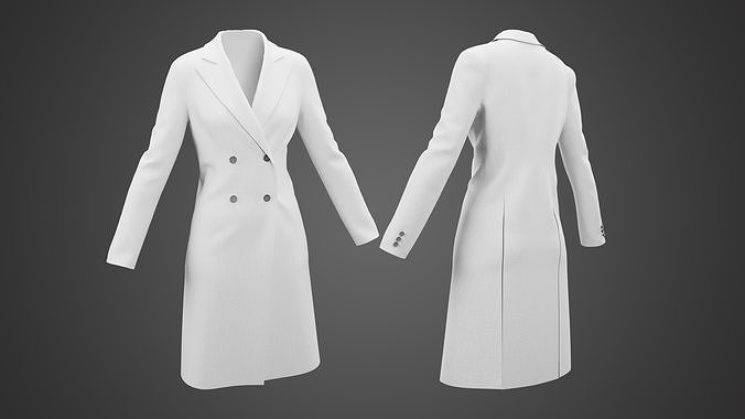 Long Leather Coat 3D model