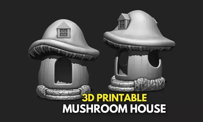 Mushroom House - Aquarium 3D STL File for 3D Printing 3D print model