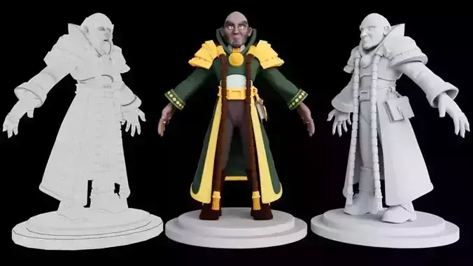 3D Old Man Gaming  Character