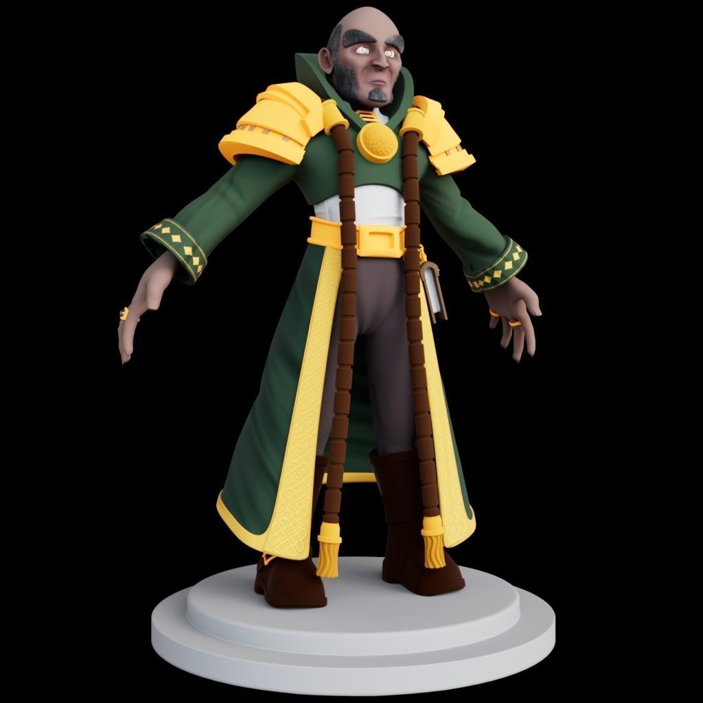 3D Old Man Gaming  Character Low-poly 3D model_3