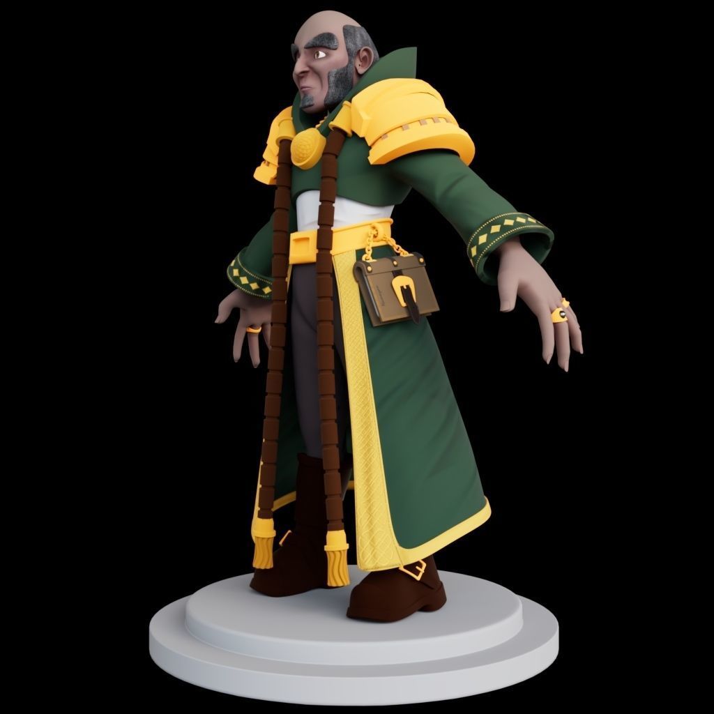 3D Old Man Gaming  Character Low-poly 3D model_5