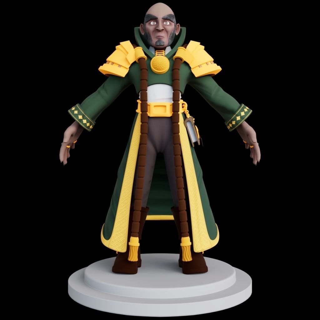 3D Old Man Gaming  Character Low-poly 3D model_2