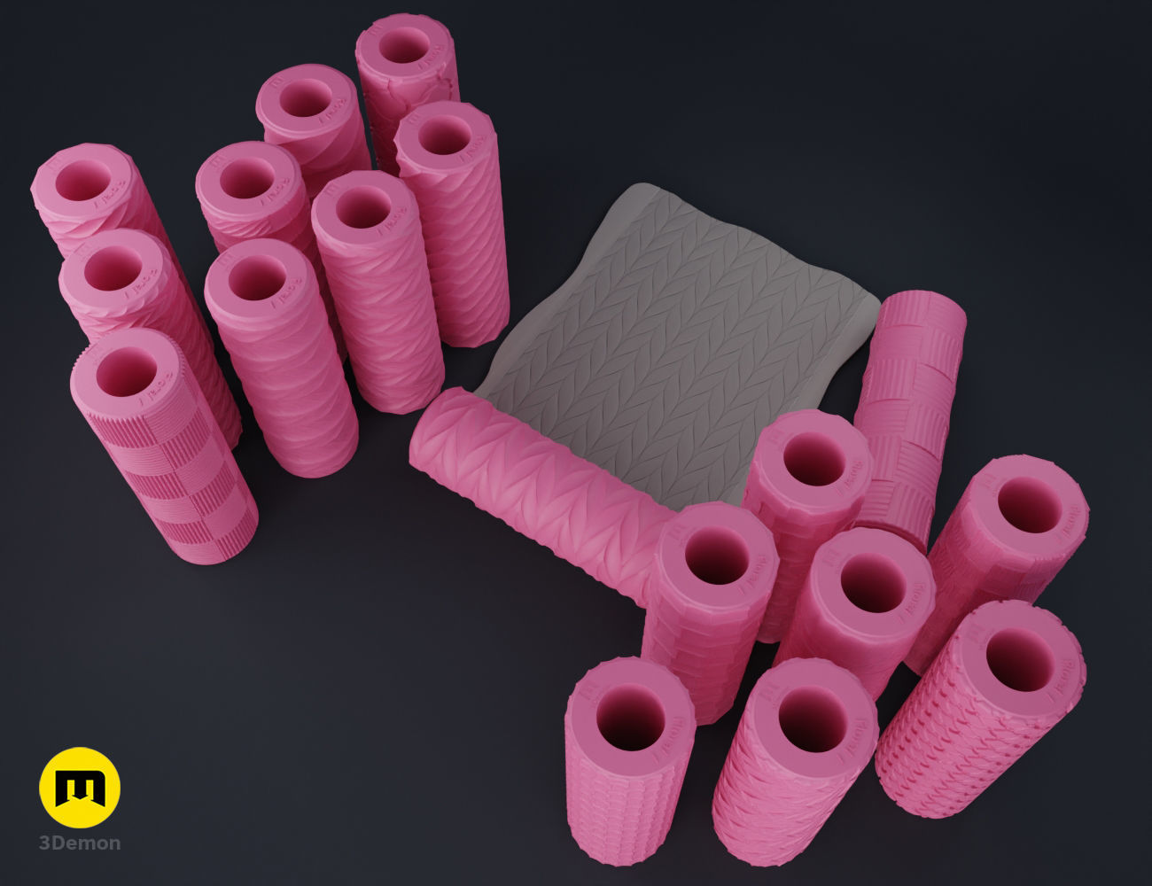 Texture Rollers - Fabrics and chainmail 3D print model_1