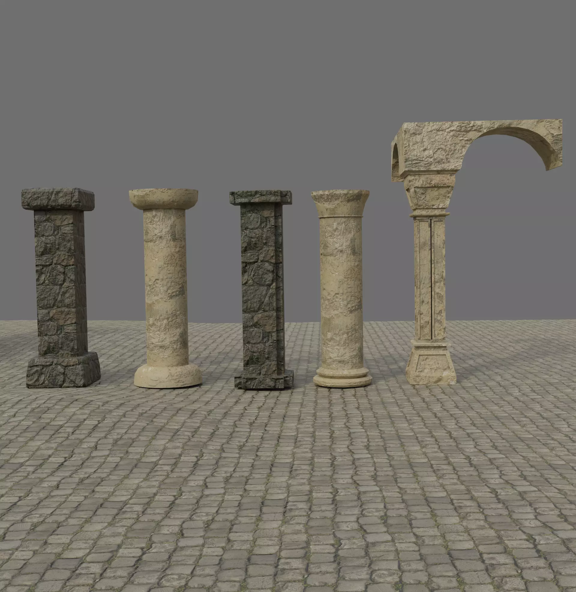 Build Yourself Modular Dungeon Kit Low-poly 3D model_0