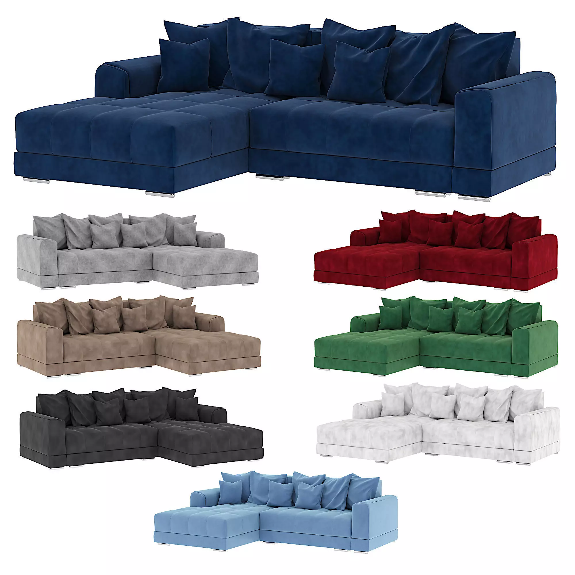 Modern sofa  Low-poly 3D model_0
